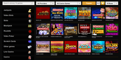 VideoSlots Casino Popular Games Screenshot